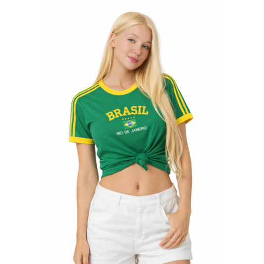 Camiseta Retrô Brasil Rio de Janeiro Verde | Copa 2026/2027 - Feminino